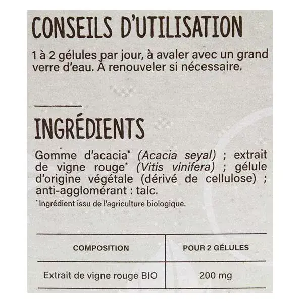 Nutrisanté Les Nutri'Sentiels Organic Red Vine 40 capsules