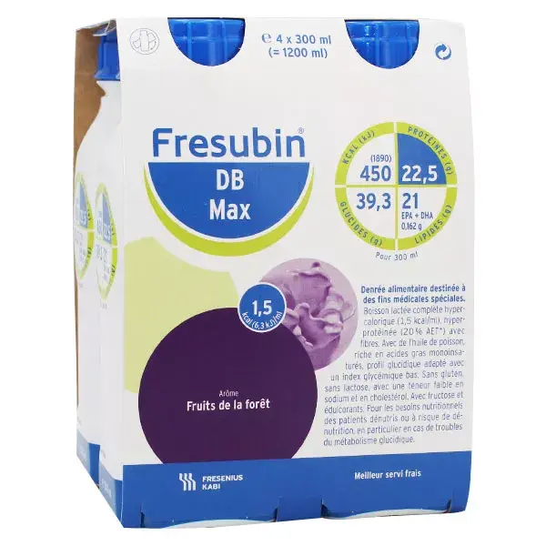 Fresenius Fresubin Max Diabète Drink Fruits de la Forêt Aliment Liquide 4 x 300ml
