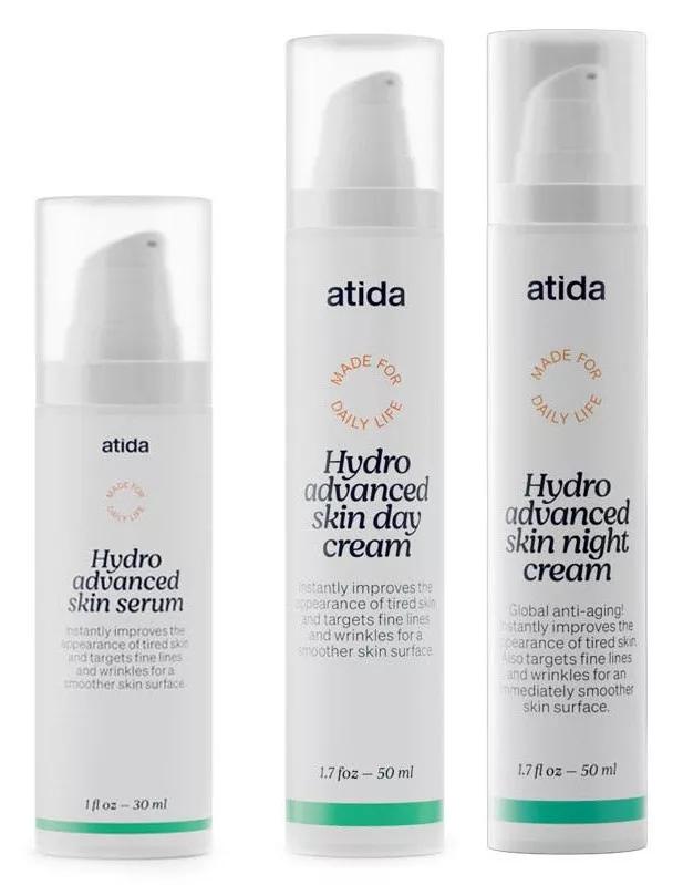 Atida Hydro Advanced Anti-aging Sérum 30 ml+ Creme de Dia 50 ml + Creme de Noite 50 ml