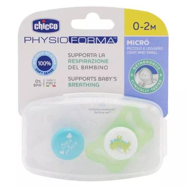 Chicco Physio Forma Chupete de Silicona Fisiológico Micro Pack de 2 Dragón Corona (0-2 meses)