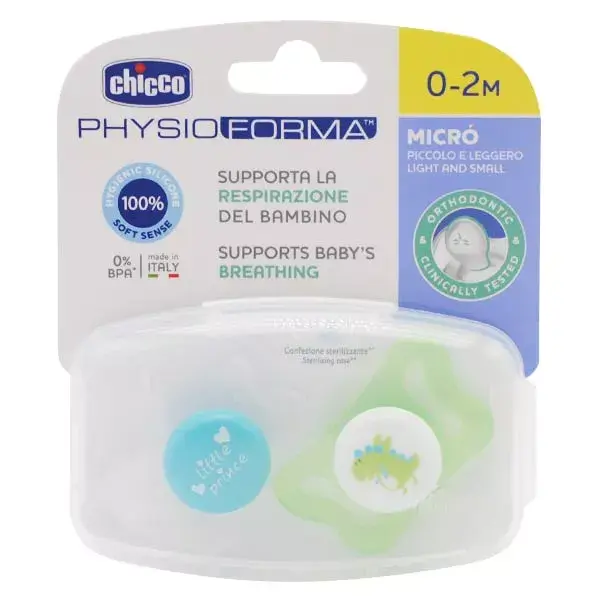 Chicco Sucette Physio Micro Prince Dragon 0-2m 2 unités