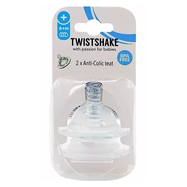 Twistshake Tétine Anti-Colique Débit XL +6m Lot de 2