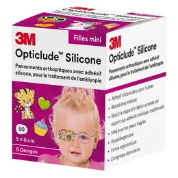 3M Opticlude Silicone Pansements Orthoptiques Filles Mini 5cm x 6cm 50 unités