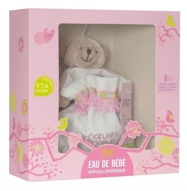 Nature et Senteurs Eau Hypoallergénique Bébé 50 ml + Pochette en coton et peluche Fille