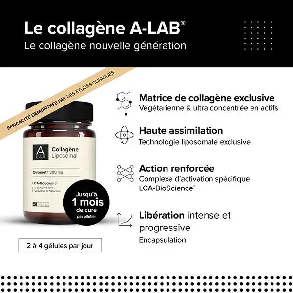 A-Lab Collagène Liposomal 300 mg - Anti-Âge, Hydratation, Articulations - 60 gélules