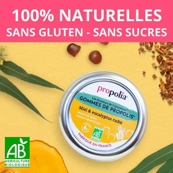 Nat&Form Propolis, Miel & Eucalyptus Bio Adoucit la Gorge 45 Gommes
