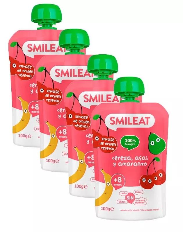 Smileat Pouch Cereja, Acaí e Amaranto Ecológico 4 uds