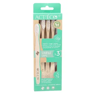 Act'Éco Brosses à Dents Bambou Souples lot de 3