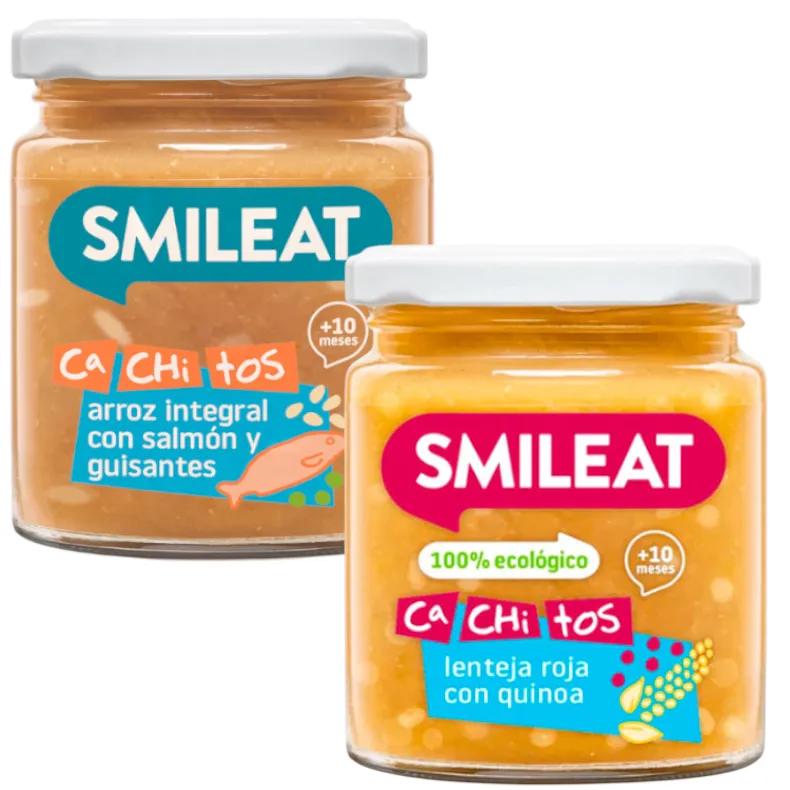 Smileat Jar CA-CHI-TOS + 10m Riz au Saumon et Petits Pois 230 gr + Lentilles Corail au Quinoa 230 gr