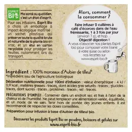 Esprit Bio Aubier de Tilleul Écorces à Infuser Digestion Bio 50g