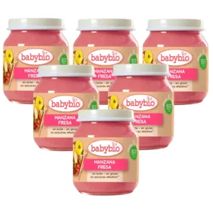 Babybio Apple and Strawberry Jar +6m 6x130 gr