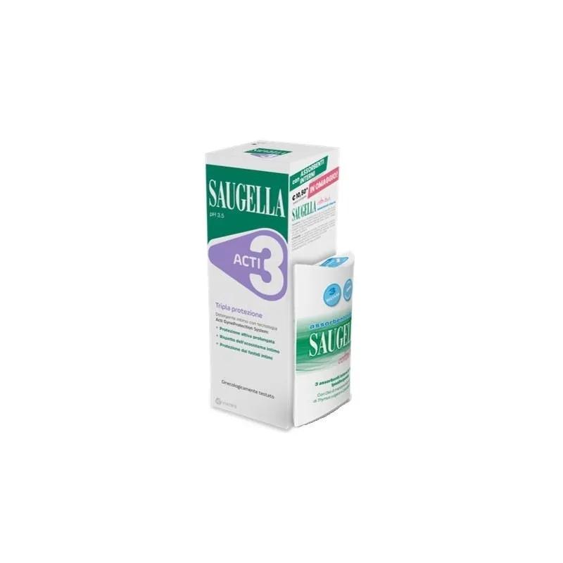 Saugella Detergente Intimo Acti3 PROMO 250ml + Assorbenti Interni in Regalo