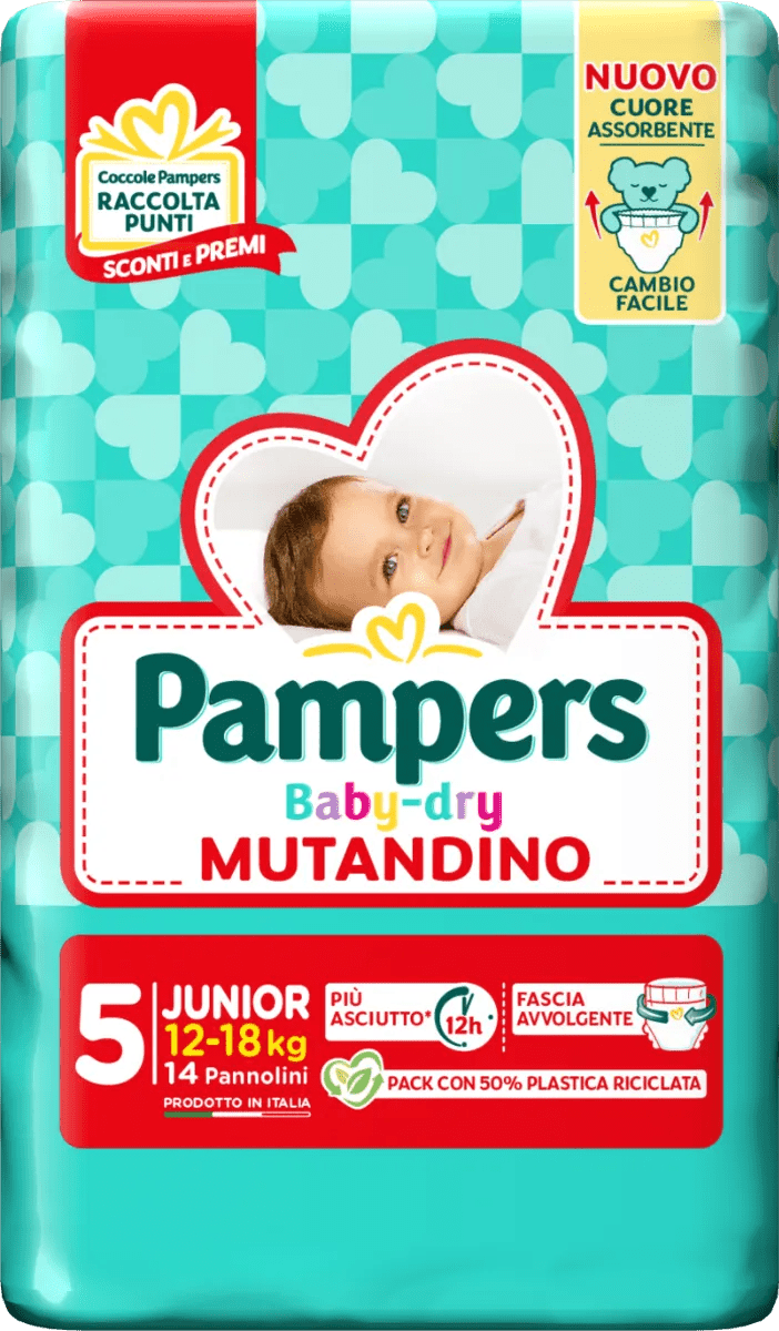 Pampers Baby Dry Mutandino Pannolino Junior Small 14 Pannolini