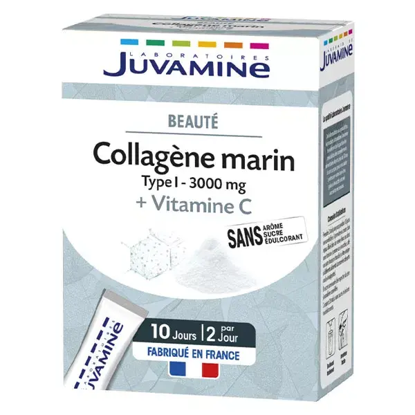 JUVAMINE COLLAGÈNE MARIN 3000 mg Beauté 20 sticks de poudre à diluer