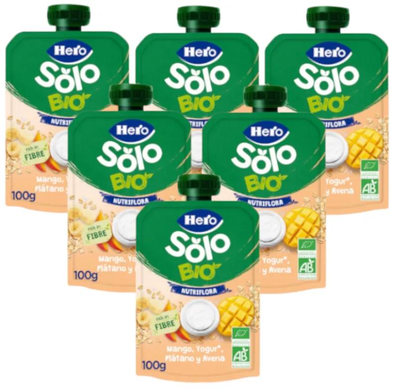 Hero Solo Bio Mango, Banaan en Yoghurt Zak +6m 6x100 gr