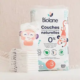 Biolane - Couches Naturelles Taille 3 - Ultra-Absorbant, Pas de Fuite  - 52 unités