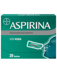 Aspirina in Granuli Senz'Acqua Antidolorifico e Antinfiammatorio contro Mal di Testa e Dolore 20 Bustine