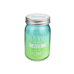 Bougie Parfumée Senteur Citronnelle Mason Jar La Vie est Plus Belle avec la Citronnelle Bleu 543g