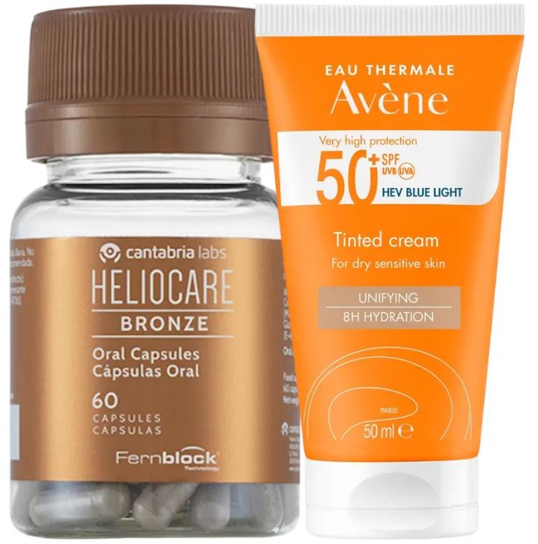 Heliocare Bronze 60 capsules + Avène kleurcrème SPF50+ 50 ml