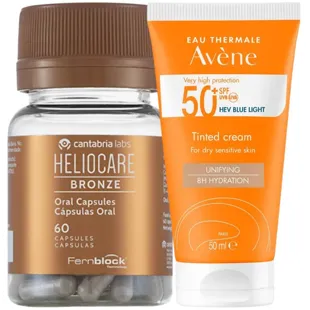 Heliocare Bronze 60 Cápsulas + Avène Crema Color SPF50+ 50 ml
