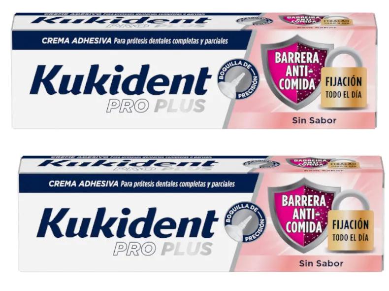 Kukident Pro Plus Barrière Anti-Alimentaire Sans Saveur 2x40 gr PACK VALEUR
