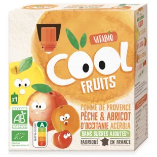 Vitabio Cool Fruits Pomme, Pêche et Abricot 4x90 gr