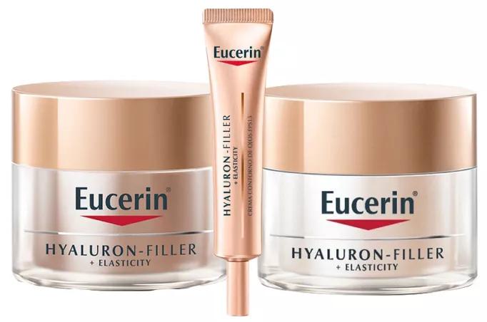 Eucerin Hyaluron-Filler Elasticity Crema Día 50 ml + Crema Noche 50 ml + Contorno Ojos 15 ml