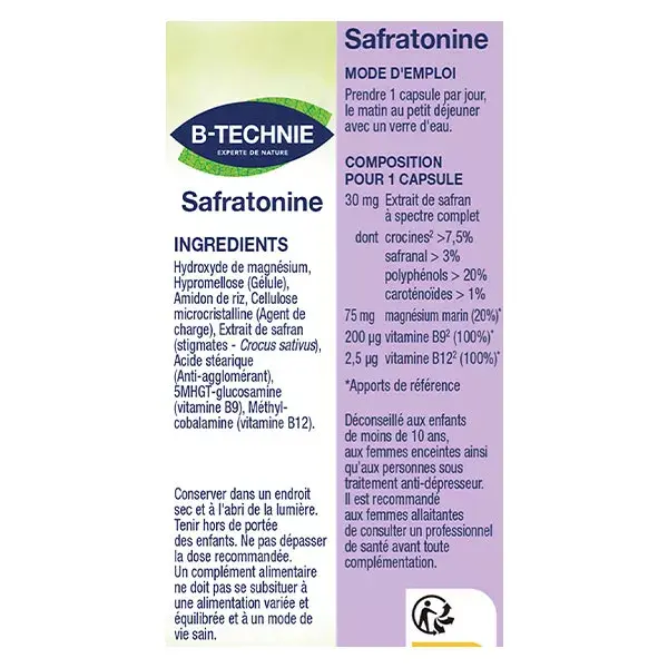 B-Technie Safratonine Safran 30mg 30 capsules