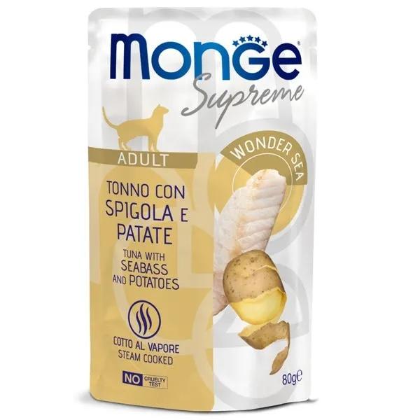 Monge Supreme Pezzetti Di Tonno Con Spigola E Patate Cibo Umido Per Gatti 80G