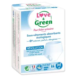 Love & Green Sous-vêtements absorbants adulte hypo et écologiques Plus Nuit Taille M x8