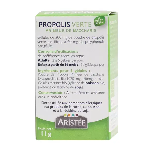 Aristée Organic Baccharis Green Propolis 40 Capsules