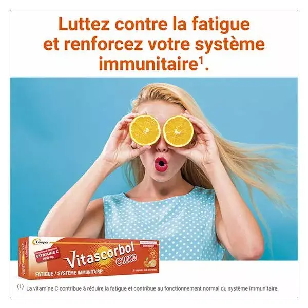 Vitascorbol Vitamine C 1000mg Lot de 2 x 20 comprimés effervescents