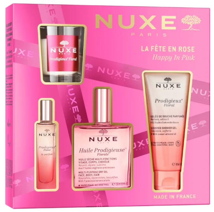Nuxe Prodigieux Florale Duschgel 100 ml + Öl 100 ml + Boost-Creme 40 ml + Kerze