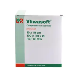 L&R Vliwasoft Compresse en Non-Tissé Stérile 10x10cm 50 x 2 compresses