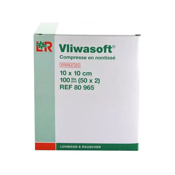 L&R Vliwasoft Compresse en Non-Tissé Stérile 10x10cm 50 x 2 compresses