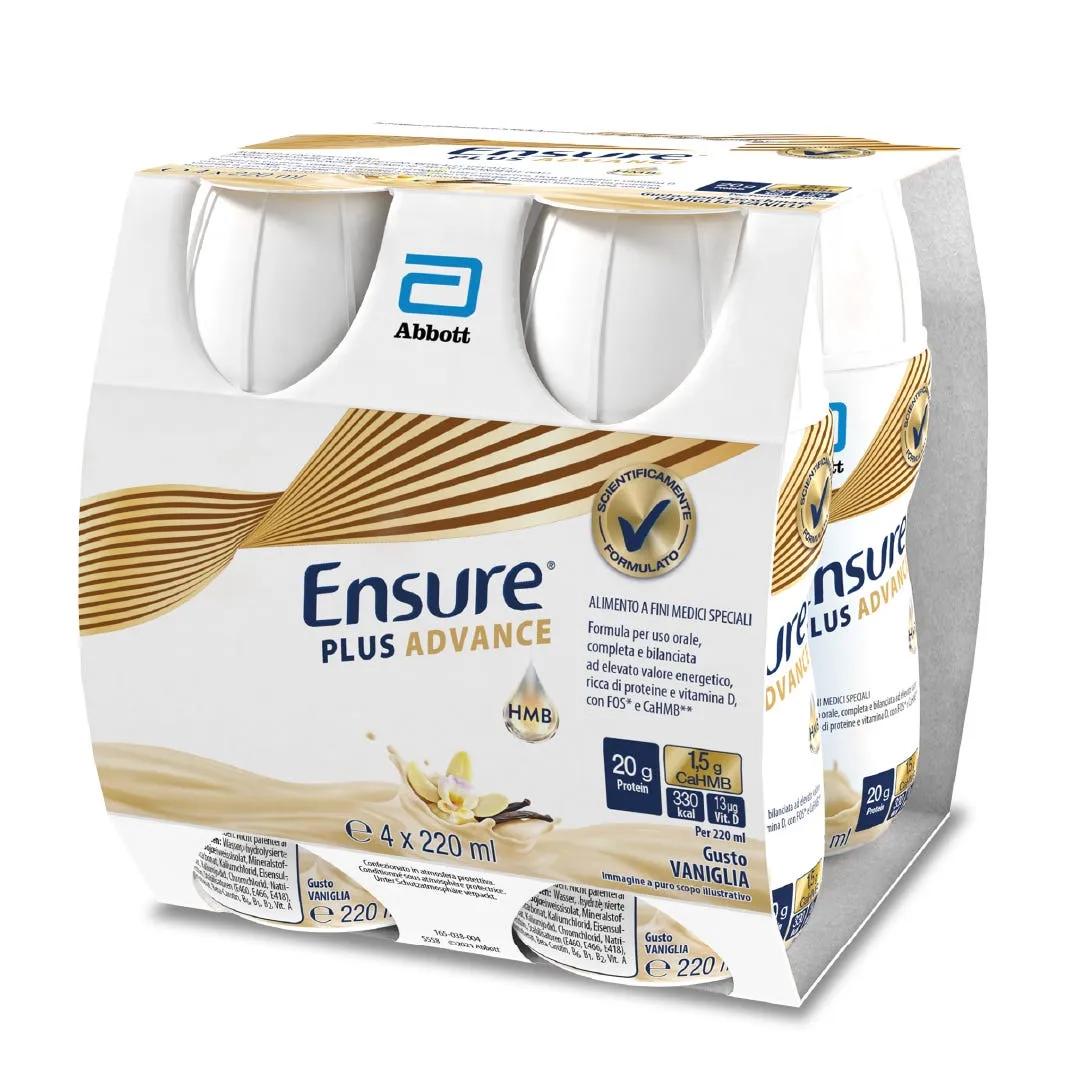 Ensure Plus Advance Alimento a Fini Medici Speciali Ipercalorico e Iperproteico Vaniglia 4x220ml