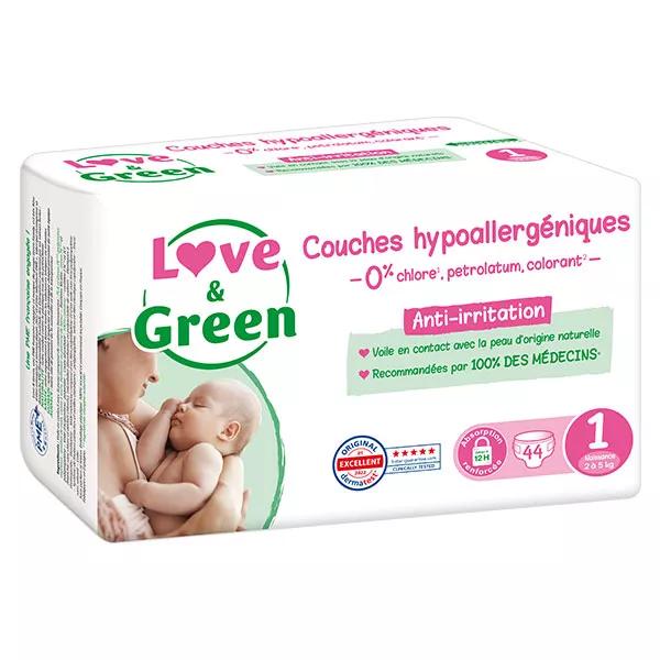Love & Green Baby Cambia Pañal Hipoalergénico Talla 1 2-5kg 44 unidades