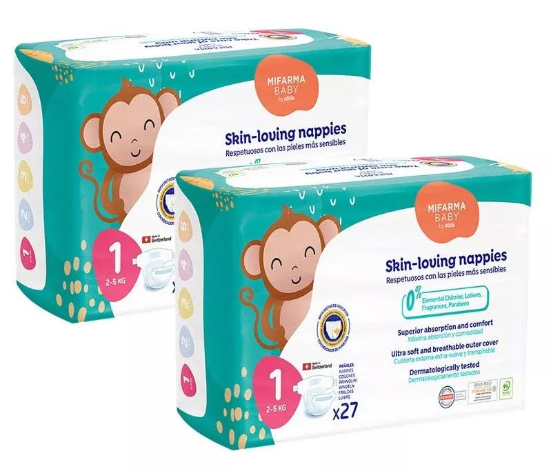 Mifarma Baby Pañales Recién Nacido T1 (2-5 kg) 2x27 uds