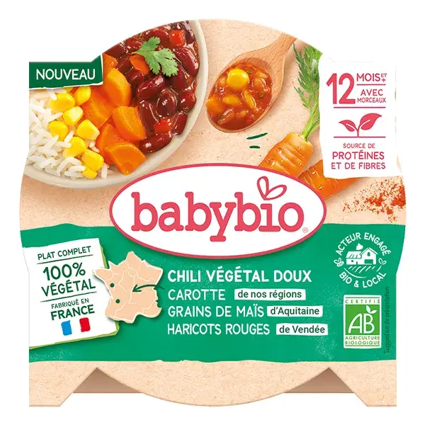 Babybio Chili Végétal Doux Carota Maïs Fagioli Bio 230g