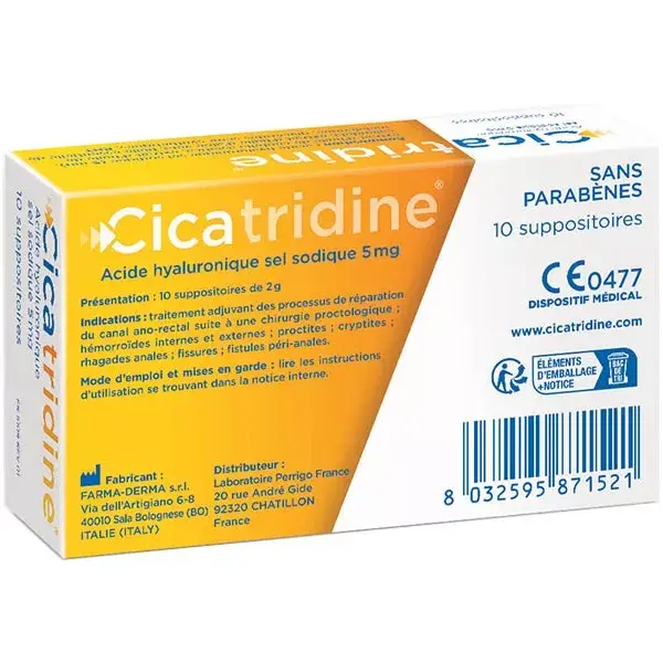 Cicatridine Suppositoires Cicatrisants à l'Acide Hyaluronique 10 unités