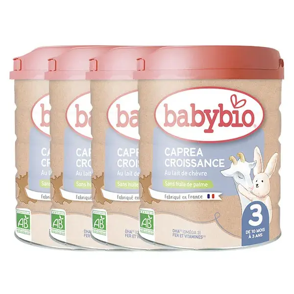 Babybio Caprea 3 - Formule au Lait de Chèvre - Lot de 4 x 800g