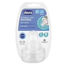 Chicco Accessoires Biberons Tétine Physiologique Anti-Coliques Débit Moyen +2m Lot de 2