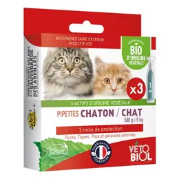 Vétobiol Antiparasitaire Pipette Chat Bio 3 Pipette