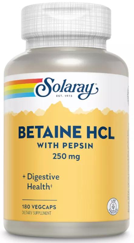 Solaray Betaina HCL + Pepsin 250 mg 180 Vegcaps