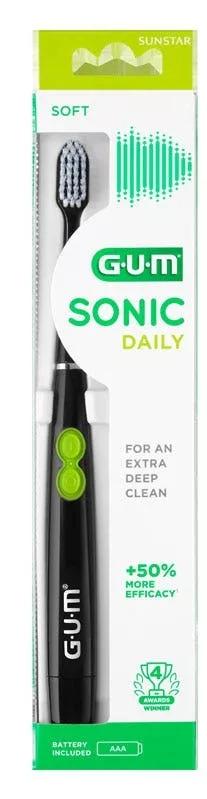 Spazzola sonica Gum Sonic Daily Soft alimentata a batteria nera 1 unità