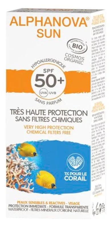 Crème Solaire Visage SPF 50 Hypoallergénique Alphanova Sun 50 ml