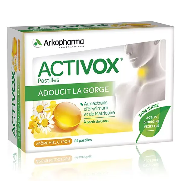 Arkopharma Activox Adoucit La Gorge Miel Citron 24 pastilles