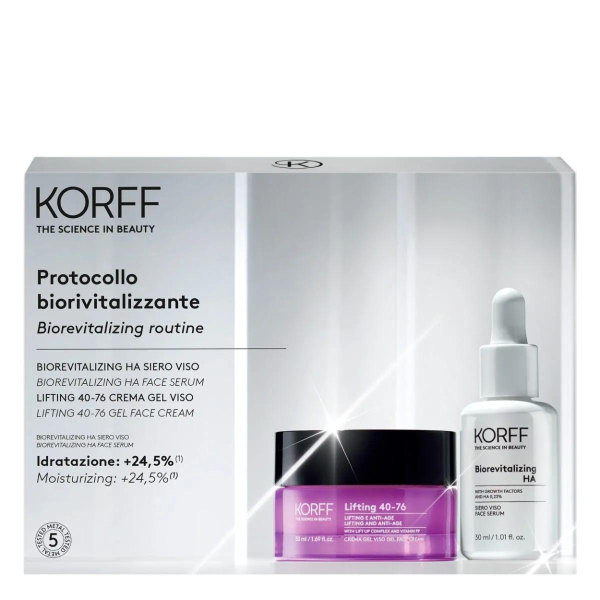 Korff Cofanetto Protocollo Biorivitalizzante Trattamento Ristrutturante e Ridensificante Siero Viso + Crema Viso Gel