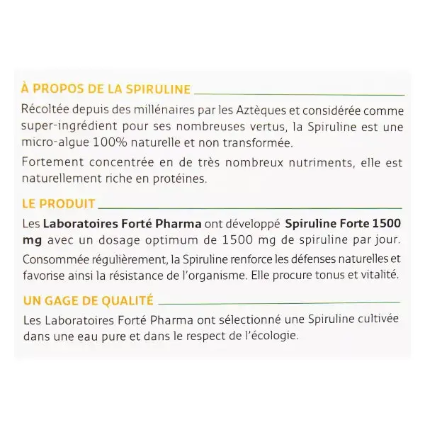 Forté Pharma Spirulina 1500mg 30 Tablets