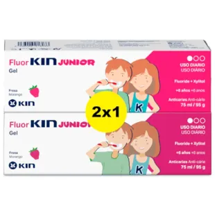 Kin FluorKin Junior Gel Dentífrico Sabor Fresa 2x75 ml